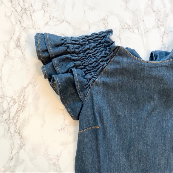 Red Valentino Ruffle Sleeve Denim Dress Size 4 - Picture 5 of 12